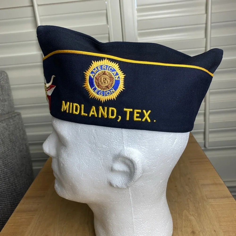 VTG AMERICAN LEGION GARRISON HATS Midland, Granbury. TX Embroidered Size 6 7/8